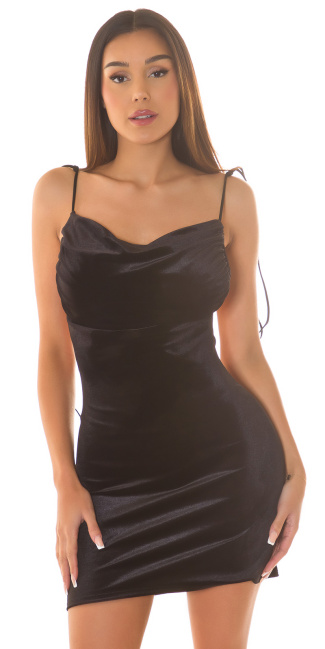 Velvet Look Minidress with open back Black
